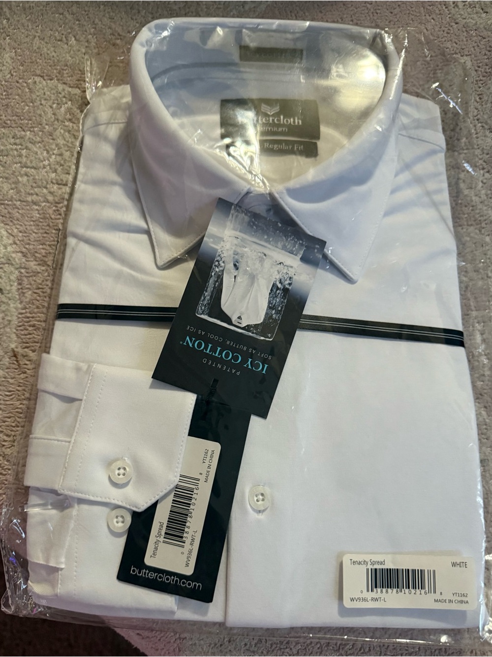 Butter White Men’s Dress Shirt with Black Stripe Detail